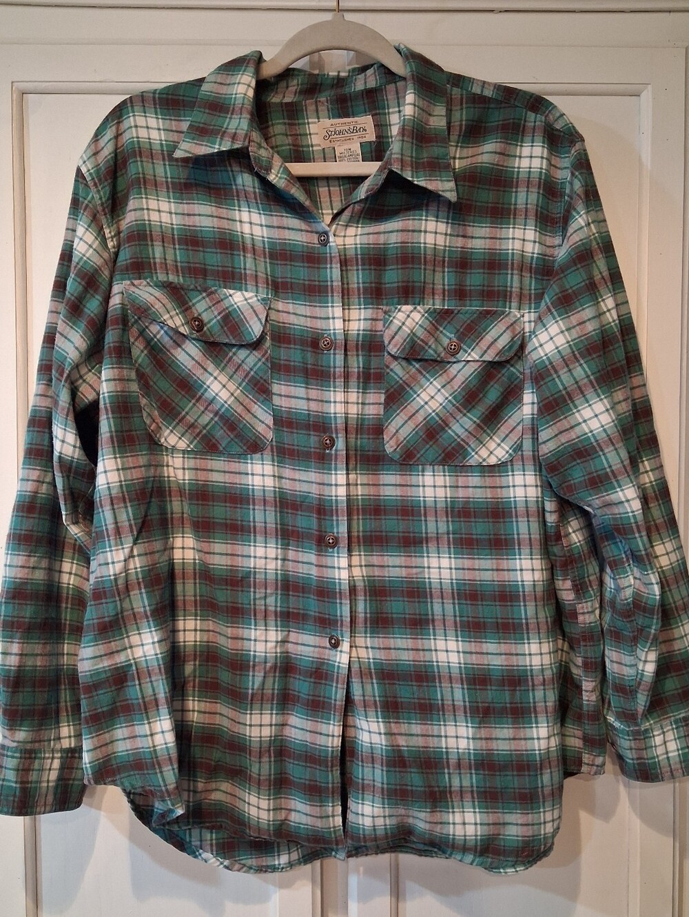 St. John's Bay Women's Plus 18W Plaid Flannel Button-Up Pockets, Multicolor